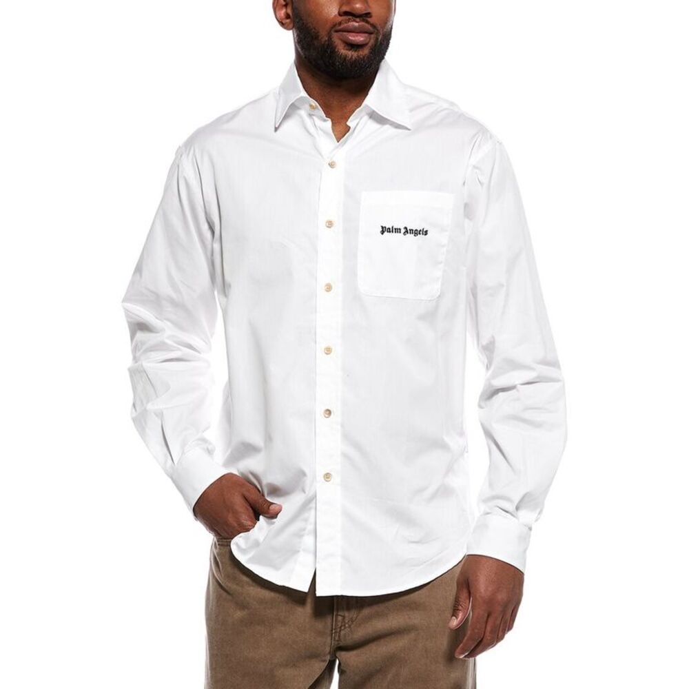 Palm Angels Mens  Button Shirt, White
